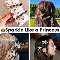 10 PACK Fancy Rhinestone Hair Clips, Sparkly Aesthetic Gold & Silver Hair Barrettes, Cute Women Girl Fashion Hair Accessories