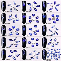 Nibiru 3830Pcs Blue Multi Shapes Rhinestones Glass Gemstones Kit For Nail Art Jewels Decoration Sparkly Flatback Mix Size With