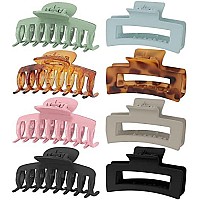 Lolalet Claw Clips 8 Colors, 2 Styles Nonslip Medium Large for Women Girls, 4 Square Matte and 4 Bright Acrylic Hair Jaw Clamps for Thick Thin Fine Long Hair -Style A