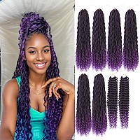 Purple Boho Goddess Locs Crochet Hair 8 Packs 22 Inch Purple River Locs Crochet Hair Boho Faux Locs Crochet Hair With Curly Ends