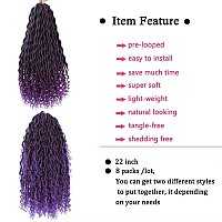 Purple Boho Goddess Locs Crochet Hair 8 Packs 22 Inch Purple River Locs Crochet Hair Boho Faux Locs Crochet Hair With Curly Ends