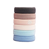 Gimme Beauty - Thick Fit Hair Bands - Beach - Damage Free Hair Ties - Made with Seamless Microfiber Elastics - Thick + Curly Hair Accessories - No Snagging, Dents, or Breakage (6 Count)