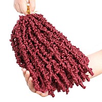 Leeven 12 Inch Pre Twisted Butterfly Locs Hair 6 Packs Burgundy Bob Distressed Butterfly Twist Locs Crochet Hair Prelooped Mess