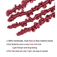 Leeven 12 Inch Pre Twisted Butterfly Locs Hair 6 Packs Burgundy Bob Distressed Butterfly Twist Locs Crochet Hair Prelooped Mess