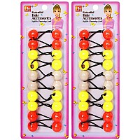 20 Pcs 20Mm Hair Ties Hair Accessories For Girls Cute Hair Ties With Balls Bubble Twinbead Ponytail Holders Orangeyellowcream