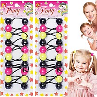 20 Pcs 20Mm Hair Ties Hair Accessories For Girls Cute Hair Ties With Balls Bubble Twinbead Ponytail Holders Blackpinklime