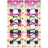 20 Pcs 20Mm Hair Ties Hair Accessories For Girls Cute Hair Ties With Balls Bubble Twinbead Ponytail Holders Blackpinklime