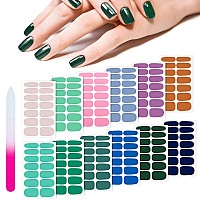 Maitys 168 Pieces 12 Sheets Full Wrap Nail Polish Stickers Self Adhesive Glitter Gradient Marble Color Nail Decal Strips With Gl