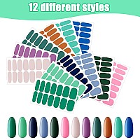 Maitys 168 Pieces 12 Sheets Full Wrap Nail Polish Stickers Self Adhesive Glitter Gradient Marble Color Nail Decal Strips With Gl