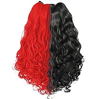 Anogol Hair Capred Wig Black Wig Costumes For Women With 2 Curly Ponytail Wig Long Curly Wig For Cosplay Wig For Halloween Cost