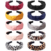 Ondder Headbands For Women 10 Pack Fashion Knotted Headband Top Knot Headbands For Womens Hair Turban Leopard Print Cheetah Hea