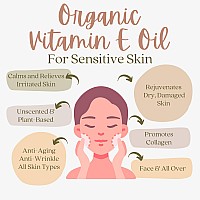 Organic Vitamin E Oil For Scars All Natural Vegan Skin Moisturizer 4Oz Light And Unscented Great For Scars After Surgery