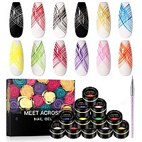 12 Colors Spider Gel Elastic Drawing Spider Gel For Nail Art With Liner Brush Soak Off Uv Led Drawing Gel Nail Art Design Gel