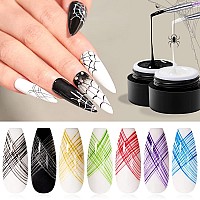 12 Colors Spider Gel Elastic Drawing Spider Gel For Nail Art With Liner Brush Soak Off Uv Led Drawing Gel Nail Art Design Gel