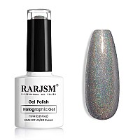 Rarjsm Holographic Gel Nail Polish Grey Gorgeous Glossy Soak Off Nail Gel With Glitter Mermaid Unicorn Effect Lamp Curing Requir