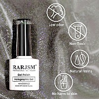 Rarjsm Holographic Gel Nail Polish Grey Gorgeous Glossy Soak Off Nail Gel With Glitter Mermaid Unicorn Effect Lamp Curing Requir