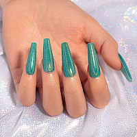 Rarjsm Holographic Gel Nail Polish Set 3Pcs Green Blue Black Nail Polish Kit Nontoxic Long Lasting Nail Gel Mermaid Glitter Gel