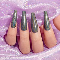 Rarjsm Holographic Gel Nail Polish Set 3Pcs Green Blue Black Nail Polish Kit Nontoxic Long Lasting Nail Gel Mermaid Glitter Gel