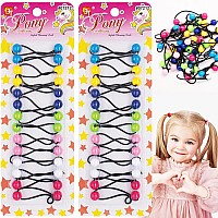 Beauty Town 28 Count Hair Ties Hair Accessories 12Mm Ponytail Holders With Balls Bubble Twinbead For Girls Kids Toddler White