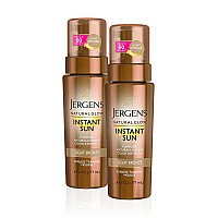 Jergens Natural Glow Instant Self Tanner Mousse Sunless Tanning Light Bronze Tan For A Naturallooking Tan 6 Oz Pack Of 2