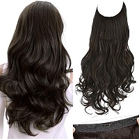 Sarla Invisible Wire Hair Extensions With 3 Clips Long Synthetic Wavy Curly Hairpiece Adjustable Transparent Headband For Women