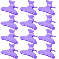 Ondder 12 Pack Purple Butterfly Hair Clamps Clips Hair Claw Clips Salon Pro Section Clip For Styling Sectioning Cutting Color