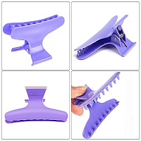 Ondder 12 Pack Purple Butterfly Hair Clamps Clips Hair Claw Clips Salon Pro Section Clip For Styling Sectioning Cutting Color