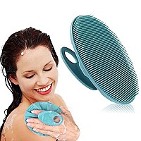 INNERNEED Soft Silicone Body Cleansing Brush Shower Scrubber, Gentle Exfoliating and Massage for all Kinds of Skin (Dark Green)