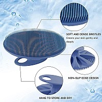 Foodgrade Soft Silicone Body Cleansing Brush Shower Scrubber Gentle Exfoliating And Massage For All Kinds Of Skin Dark Blue