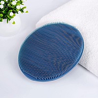 Foodgrade Soft Silicone Body Cleansing Brush Shower Scrubber Gentle Exfoliating And Massage For All Kinds Of Skin Dark Blue