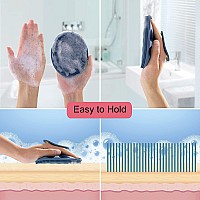 Foodgrade Soft Silicone Body Cleansing Brush Shower Scrubber Gentle Exfoliating And Massage For All Kinds Of Skin Dark Blue