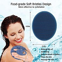 Foodgrade Soft Silicone Body Cleansing Brush Shower Scrubber Gentle Exfoliating And Massage For All Kinds Of Skin Dark Blue