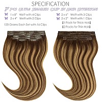 Lacer Hair Real Colored Clip in Hair Extensions Balayage Chocolate Brown to Caramel Blonde 18 Inch Clip in Invisible PU Skin Weft Remy Natural Thick Silky Straight Hair 7pcs 110g for Fashion Women