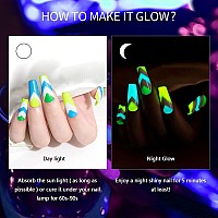 Rarjsm Nail Art Gel Set Glow In The Dark Gel Liner Nail Art Polish Luminous Gel Design Nail Polish Neon Fluorescent Drawing Pai