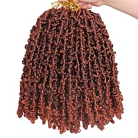 Leeven Ombre Copper Red Distressed Faux Locs Braiding Hair 6 Packs Crochet Butterfly Locs Hair 12 Inch Prelooped Butterfly Locs