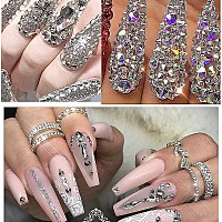 4880 Pcs Ab Crystal Nail Rhinestones Set Nail Art Rhinestones Round Beads Flatback Glass Gems Stones Multi Shapes Rhinestones