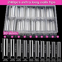 Hnyyzl Extra Long Square Abs False Nail Tips 240Pcs Kit With C Curve Nail Glue File For Salon Home Diy