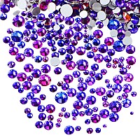 Ad Beads 1440Pcs Mixed Size Non Hotfix Quality Rhinestones Flatback Nail Art Pick Color 37 Purple Velvet