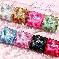 Mizhse Holographic Gel Nail Polish 8 Colors Iridescent Gel Nail Polish Chrome Rainbow Glitter Gel Polish Set Sparkly Shiny La