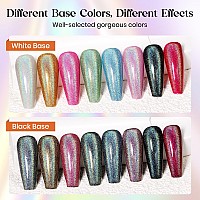 Mizhse Holographic Gel Nail Polish 8 Colors Iridescent Gel Nail Polish Chrome Rainbow Glitter Gel Polish Set Sparkly Shiny La