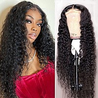 Water Wave 4X4 Lace Frontal Human Hair Wigs Pre Plucked Glueless 180 Density Wet And Wavy Curly Human Hair Lace Closure Wigs Fo