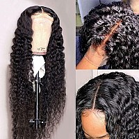 Metamuclia Hair 4X4 Water Wave Lace Front Wigs Human Hair 180 Density Curly Lace Frontal Wigs Human Hair Pre Plucked Wet And W