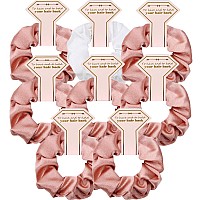 8Pcs Bridesmaid Proposal Gifts Satin Hair Ties Hair Scrunchies Bachelorette Party Favors For Wedding White Rose Gold