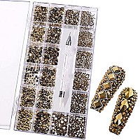 Yzzseven 12 Types Of 600 Diamonds 2500 Flat Rhinestones Mix 20 Styles Flatback Rhinestone Crystals 3D Decorations Flat Back Sto