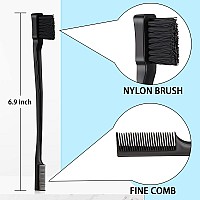 Geiserailie 3 Pcs Slick Back Hair Brush Set Bristle Hair Brush Edge Control Brush Teasing Comb For Women Baby Kids Black Hairb