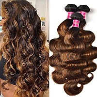 Nadula Hair 12A Brown Balayage Ombre Body Wave Human Hair Weave 4 Bundles Brazilian Highlight Remy Hair Chocolate Brown Human H