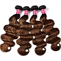 Nadula Hair 12A Brown Balayage Ombre Body Wave Human Hair Weave 4 Bundles Brazilian Highlight Remy Hair Chocolate Brown Human H