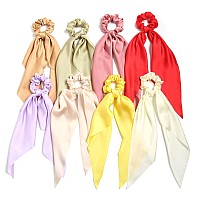 Susulu Hair Scarf Scrunchies For Women Plain Hair Bobbles Solid Color Fabric Scrunchy Elastic Hair Ties Ponytail Holder Hair Acc