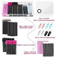 Disposable Makeup Applicators Kit, Shynek Makeup Mixing Tray with Disposable Makeup Accessories Tools for Makeup Artist Mascara Wands, Lip Applicators, Makeup Hair Clips with Organizer Box