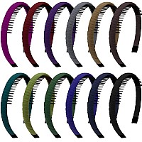 Duufin 12 Pieces Teeth Comb Headband Nonslip Hair Headbands Colorful Teeth Headbands For Girls Women 12 Colors